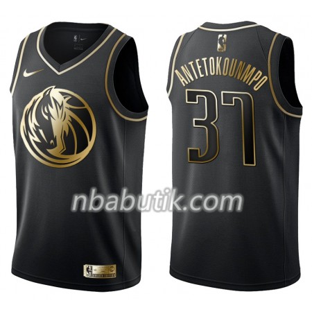 NBA Mænd Trøje Dallas Mavericks Kostas Antetokounmpo 37 Nike Sort Golden Edition Swingman